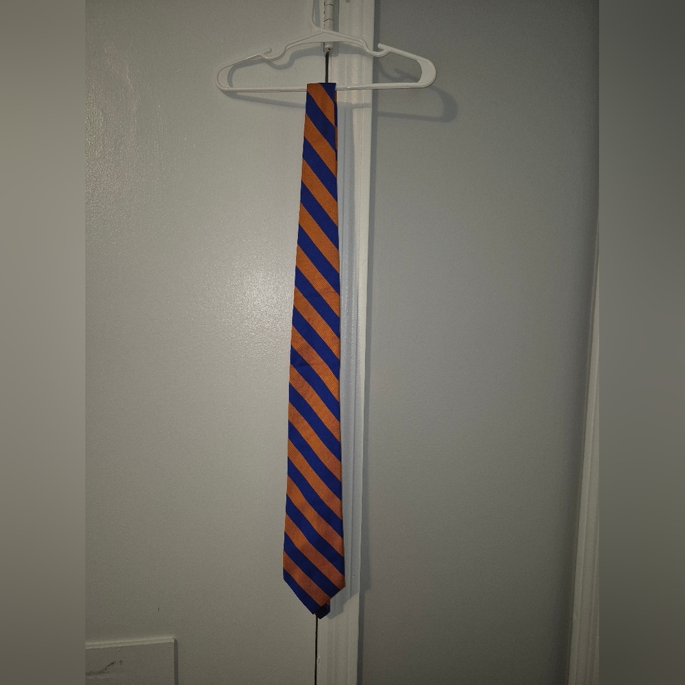 Jos. A Bank Striped Orange and Blue Men's Silk Tie